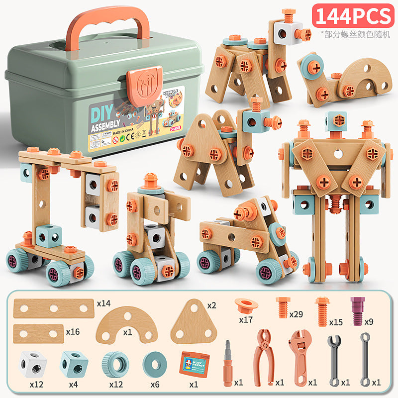 Kids STEM DIY Construction Tool Box Set with Electric Toy Drill