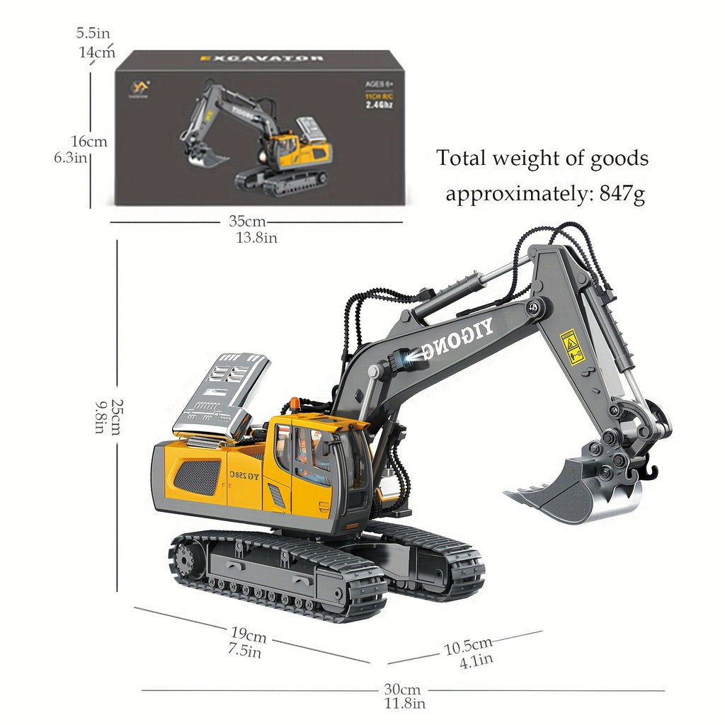 Kids 2.4G Remote Control Alloy Excavator & Construction Vehicle Set