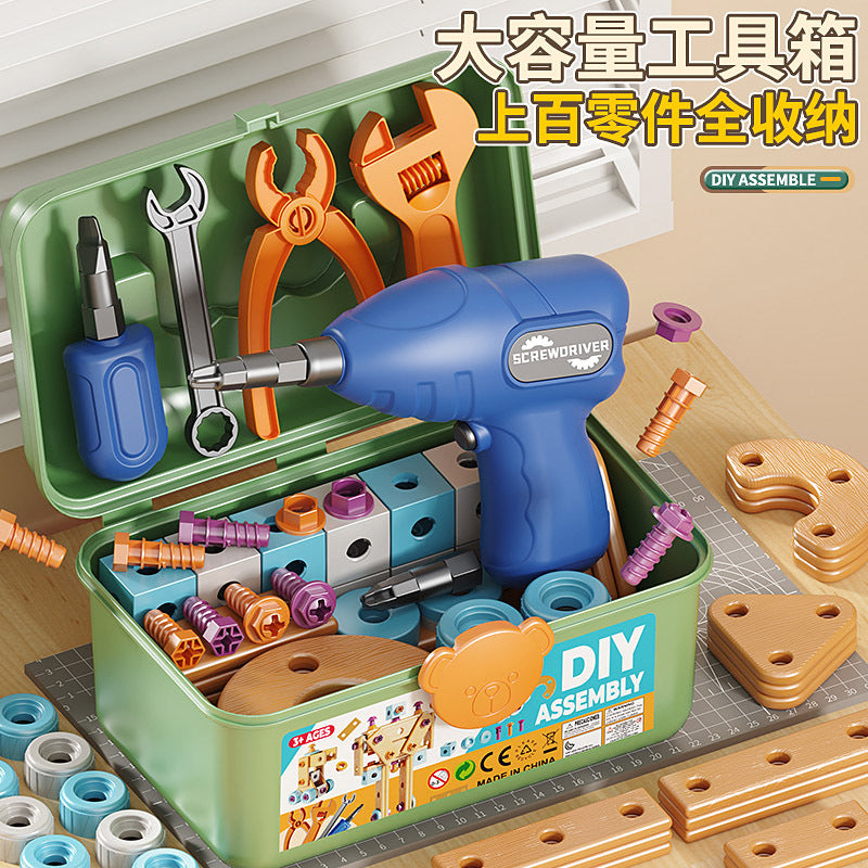 Kids Workbench Repair Toolbox Set with Electric Toy Drill & Screwdriver