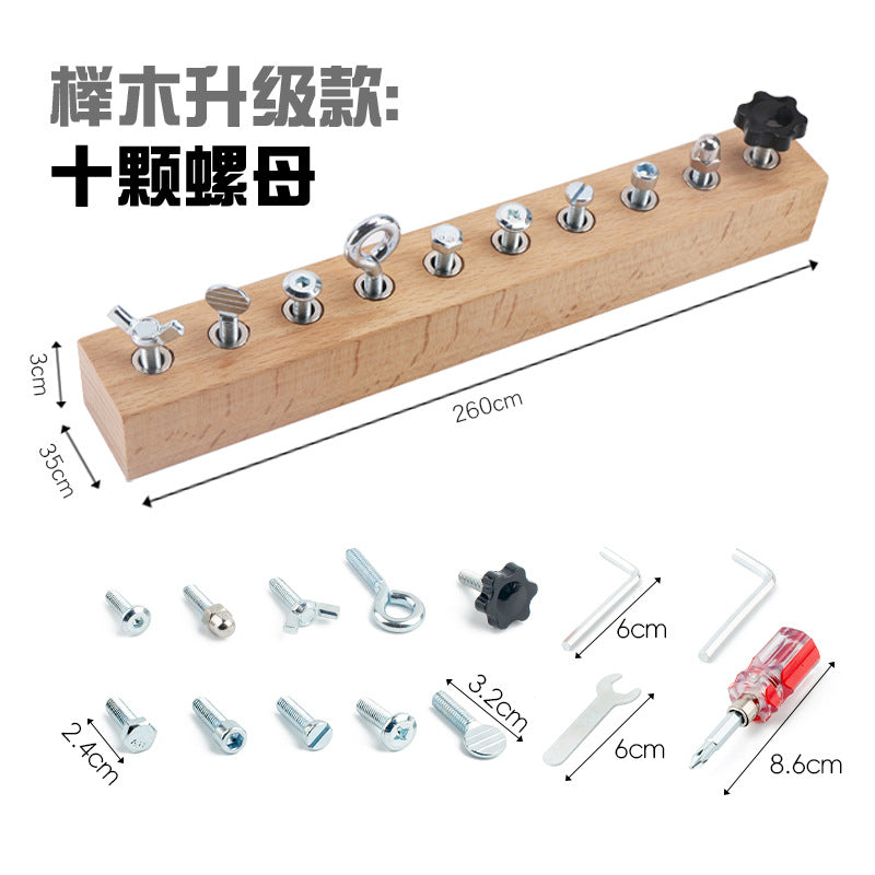 Montessori Wooden Screw Driver Board & Nut Assembly Toy
