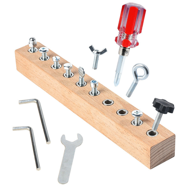 Montessori Wooden Screw Driver Board & Nut Assembly Toy