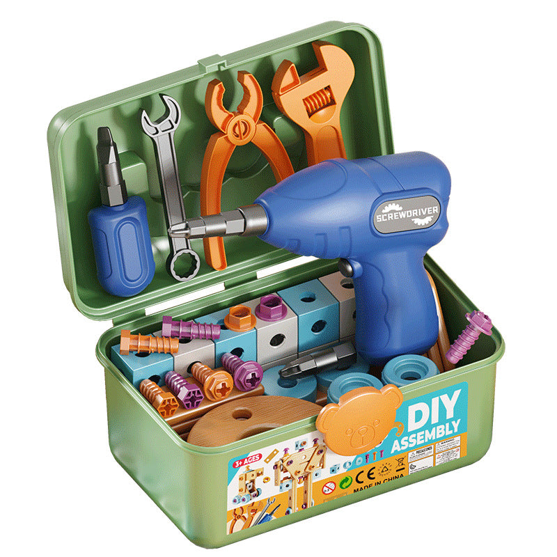 Kids Workbench Repair Toolbox Set with Electric Toy Drill & Screwdriver