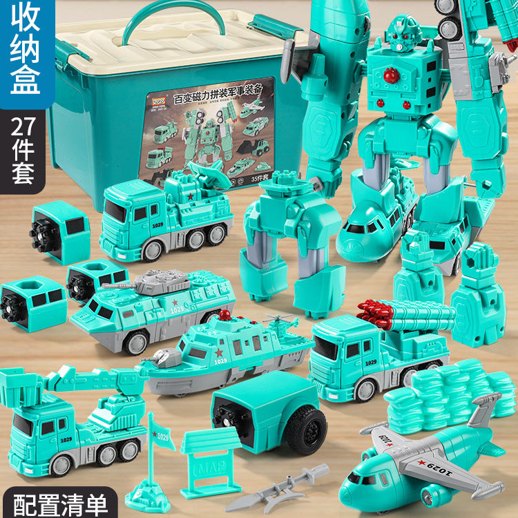 3-in-1 Magnetic Transforming Robot & Construction Vehicle Set