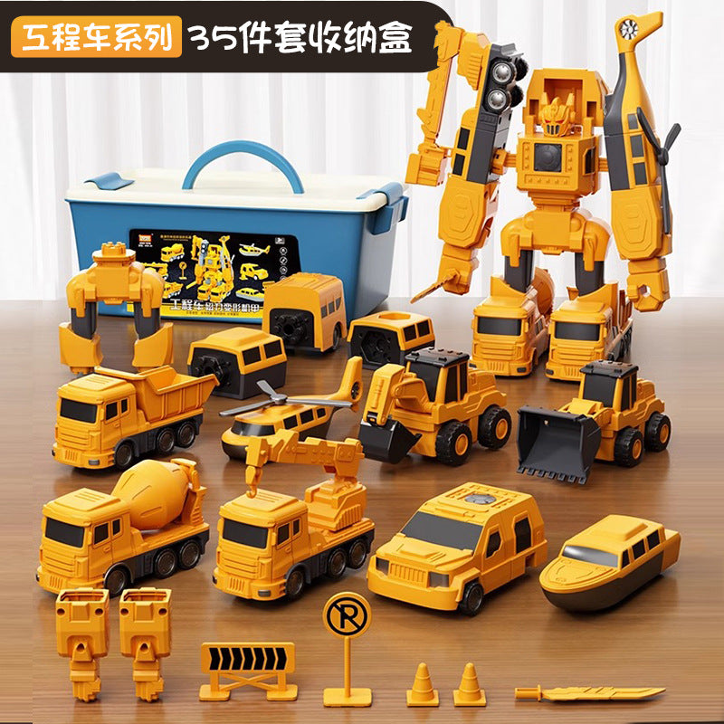 3-in-1 Magnetic Transforming Robot & Construction Vehicle Set
