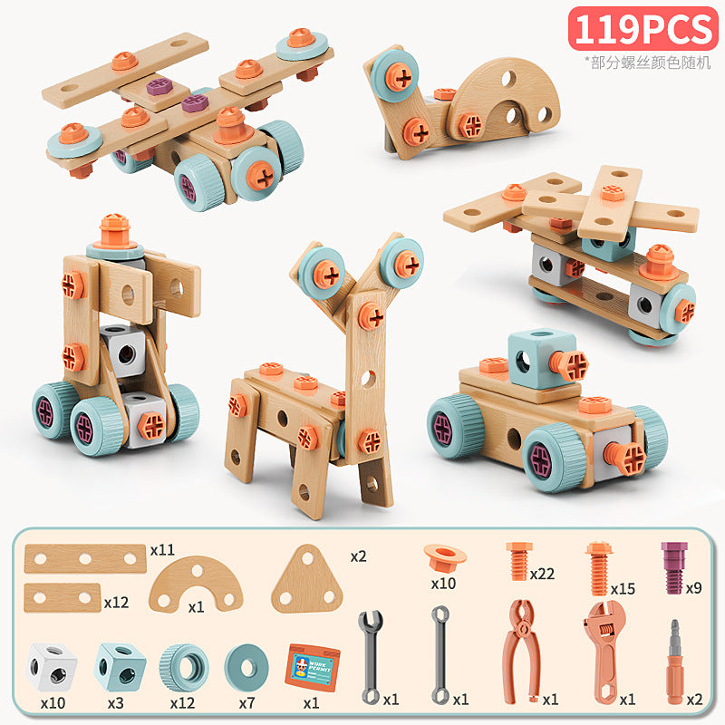 Kids STEM DIY Construction Tool Box Set with Electric Toy Drill
