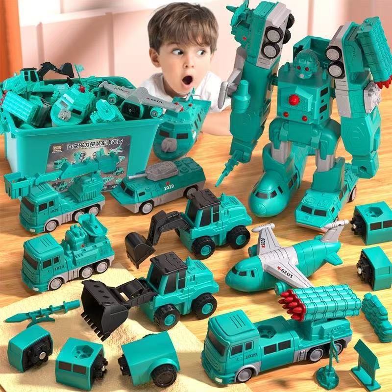3-in-1 Magnetic Transforming Robot & Construction Vehicle Set