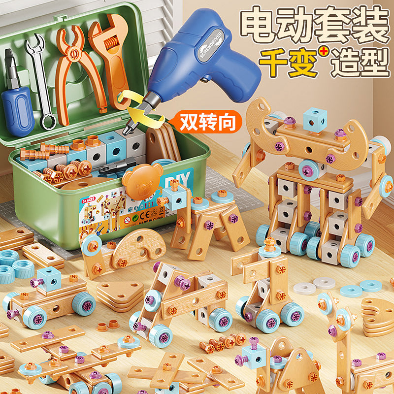 Kids Workbench Repair Toolbox Set with Electric Toy Drill & Screwdriver