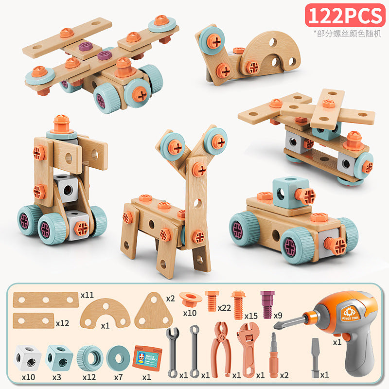 Kids STEM DIY Construction Tool Box Set with Electric Toy Drill