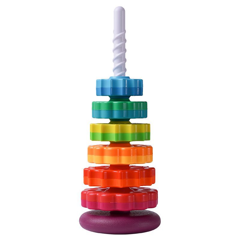 Rainbow Spin Stacker & Geometric Ring Early Learning Toy