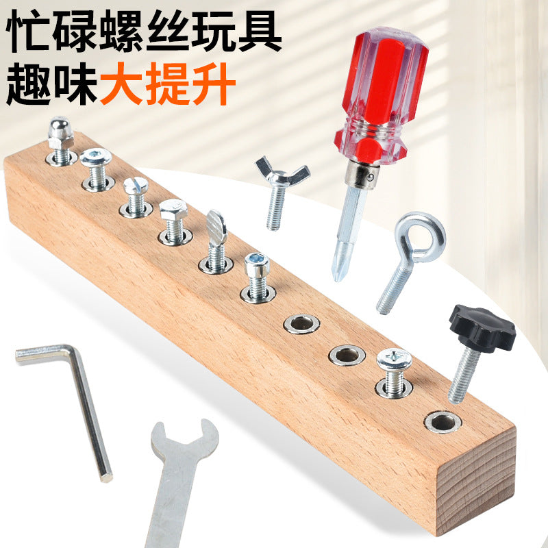 Montessori Wooden Screw Driver Board & Nut Assembly Toy