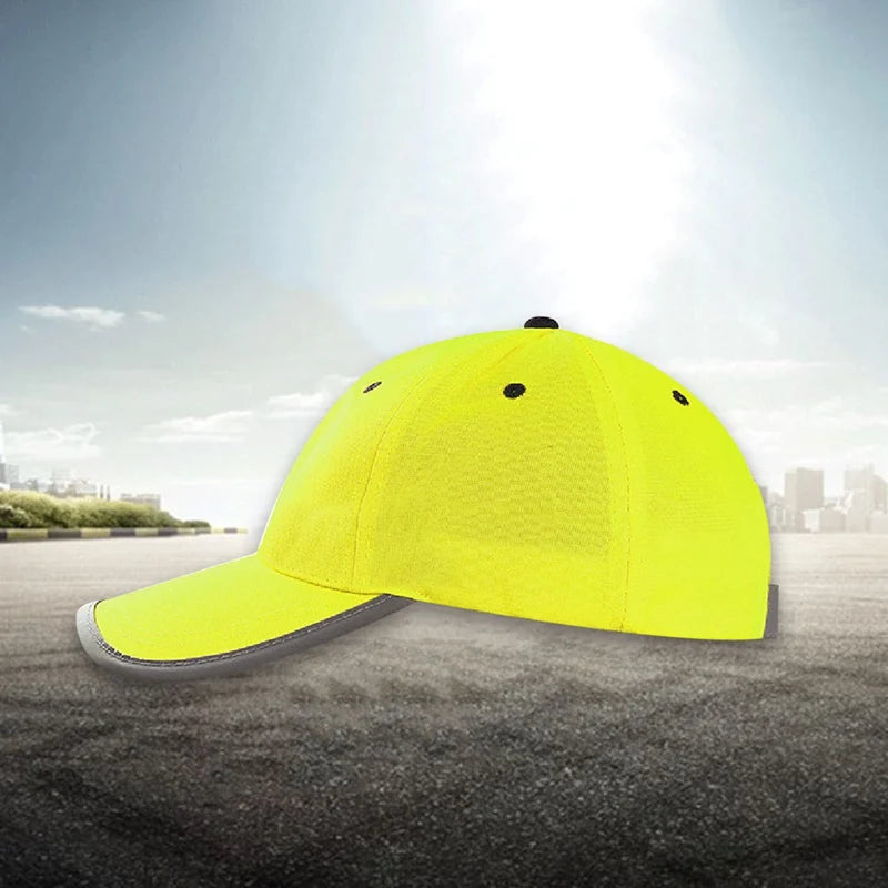 High-Visibility Reflective Safety Baseball Cap – Fluorescent Yellow Traffic & Work Hat