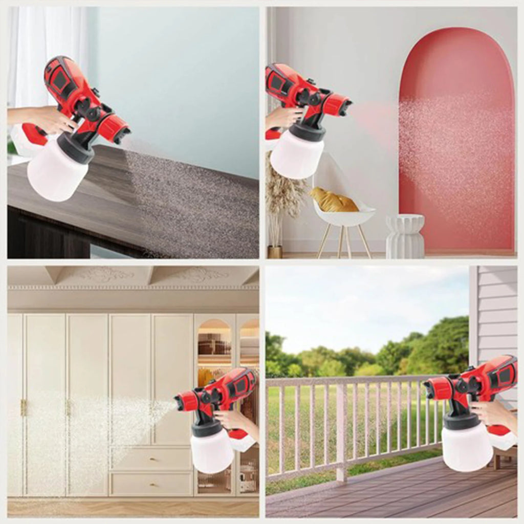 Battery Paint Spray System, 18 V 30000 RPM Wireless Paint Spray Gun, 4 Nozzles and 3 Spray Modes, 1000 ml Container, Electric Spray Gun for Painting Walls, Fences and Ceilings for Milwaukee Battery