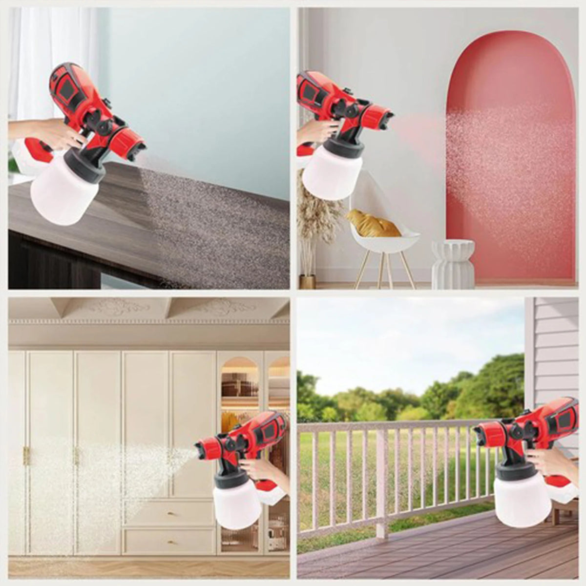 Battery Paint Spray System, 18 V 30000 RPM Wireless Paint Spray Gun, 4 Nozzles and 3 Spray Modes, 1000 ml Container, Electric Spray Gun for Painting Walls, Fences and Ceilings for Milwaukee Battery