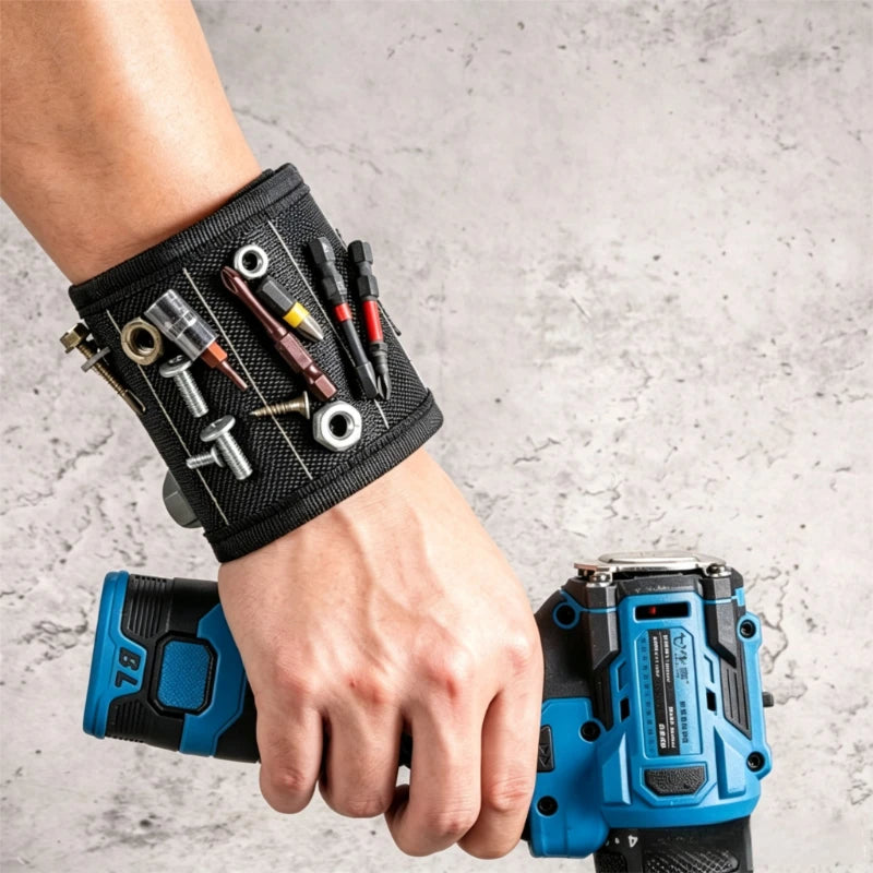 Magnetic Wristband Comes with 10 Strong Magnets Wrist Power Repair Tool Accessories for Screws Nails Bolts Drills Fasteners DIY
