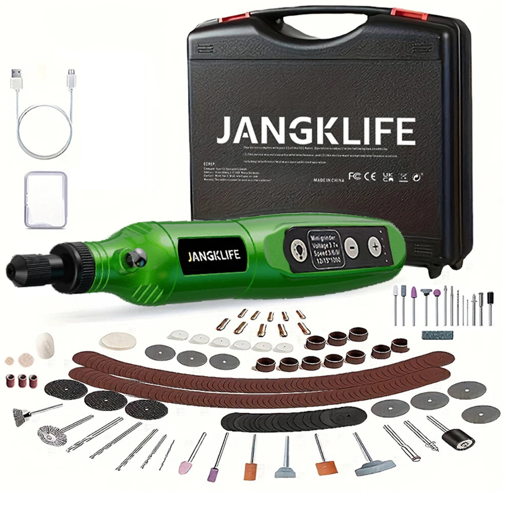JANGKLIFE USB Cordless Rotary Tool Kit Woodworking Engraving Pen DIY For Jewelry Metal Glass Mini Wireless Drill
