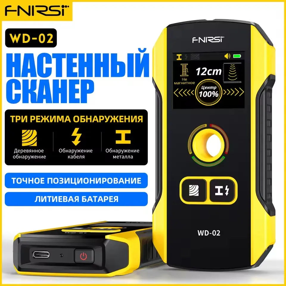 FNIRSI WD-02 Wall Detector Stud Finder New Design Positioning Hole TFT Display AC Live Cable Wires Metal Wood Stud Wall Scanner