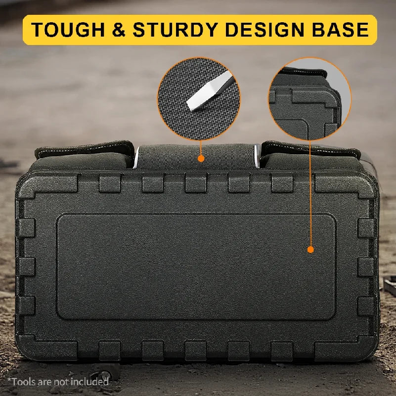 Heavy-Duty Tool Bag with Wide Mouth & Molded Bottom - Adjustable Shoulder Strap, Durable Polyester, Yellow/Black