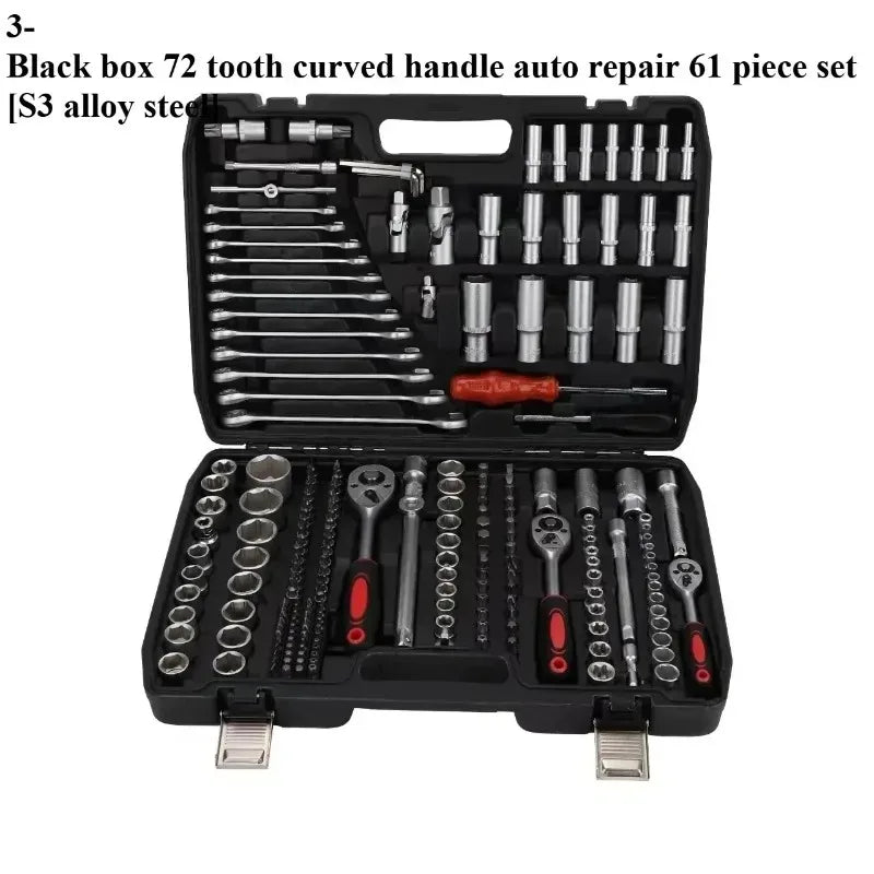 216-Piece Professional Socket Set - 1/2" 3/8" 1/4" Drive SAE & Metric, 72-Tooth Ratchet for Automotive & Home Repair