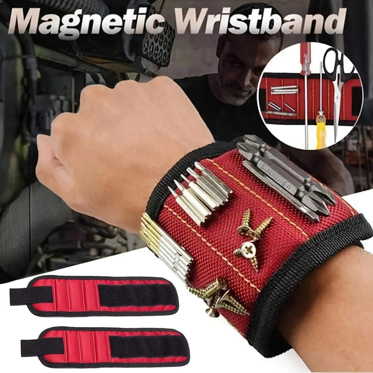 Magnetic Wristband for Holding Screws,Nails, Drilling Bits,Wrist Tool Holder Belts with Strong Magnets Cool Gadgets