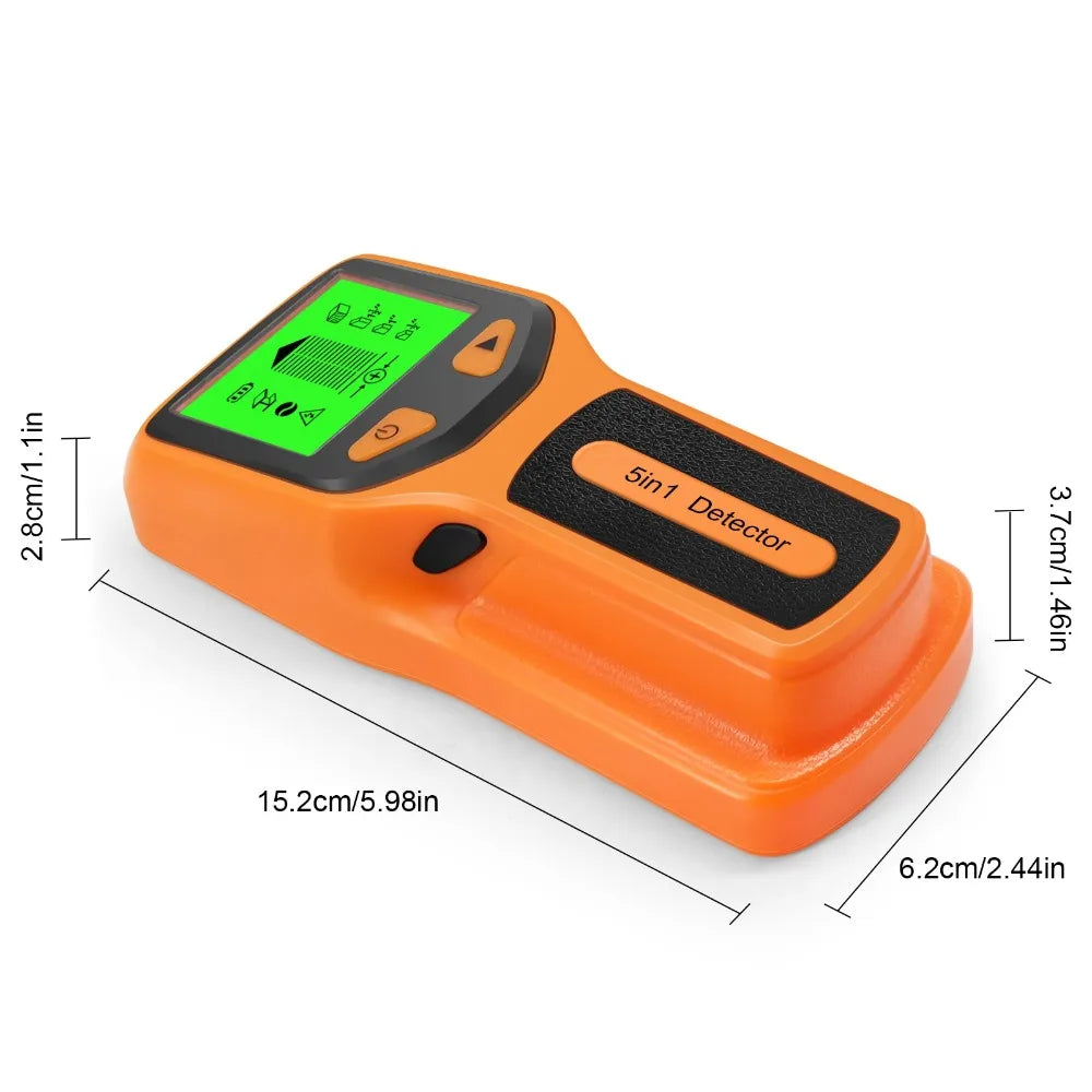 5 in 1 Digital Stud Detector Handheld Wall Scanner for Metal Wood Live AC Wires Cable PVC Water Pipe Finder