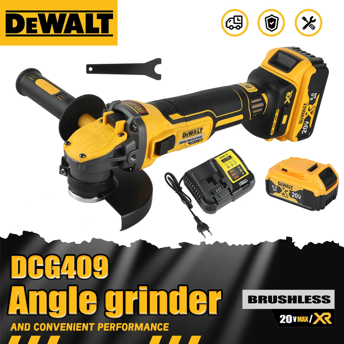 DEWALT 20V MAX Brushless 5" Angle Grinder – DCG409B Flat Head (Tool Only)