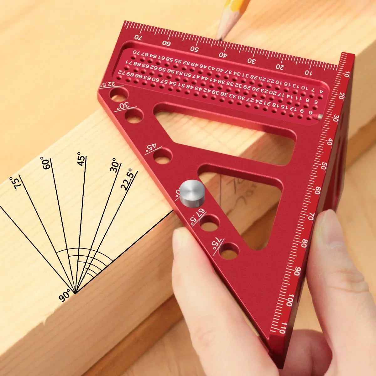 3D Aluminum Alloy Multi-Angle Woodworking Square Ruler