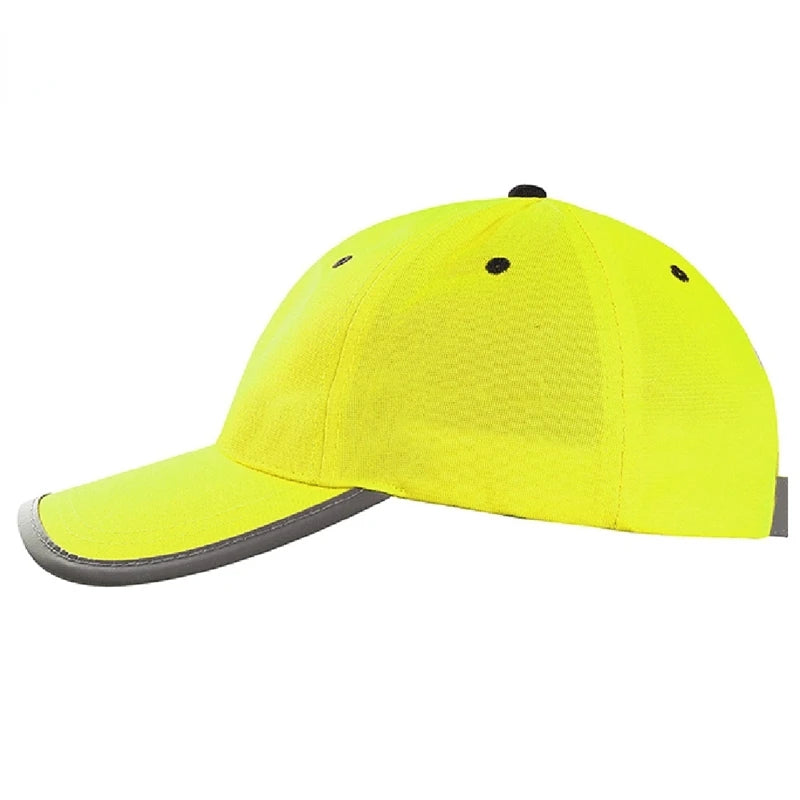 High-Visibility Reflective Safety Baseball Cap – Fluorescent Yellow Traffic & Work Hat