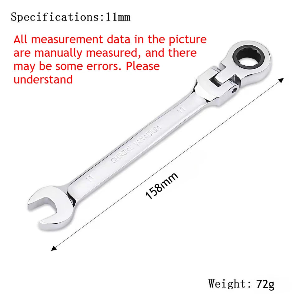 Universal 72-Tooth Ratchet Wrench, Automatic, Fast and Labor-Saving, Dual-Use, with Open End, Movable Head, Open Plummer, 1pcs