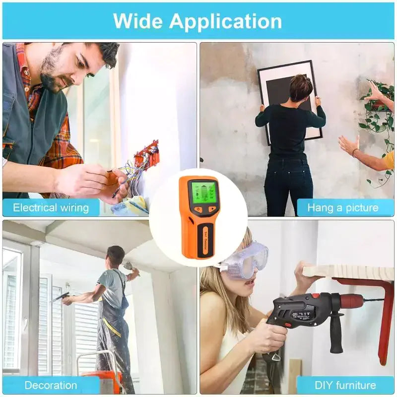 Stud Detector Handheld 5 In 1 Digital Wall Scanner Metal Finder For Live AC Wires Cables PVC Water Pipe