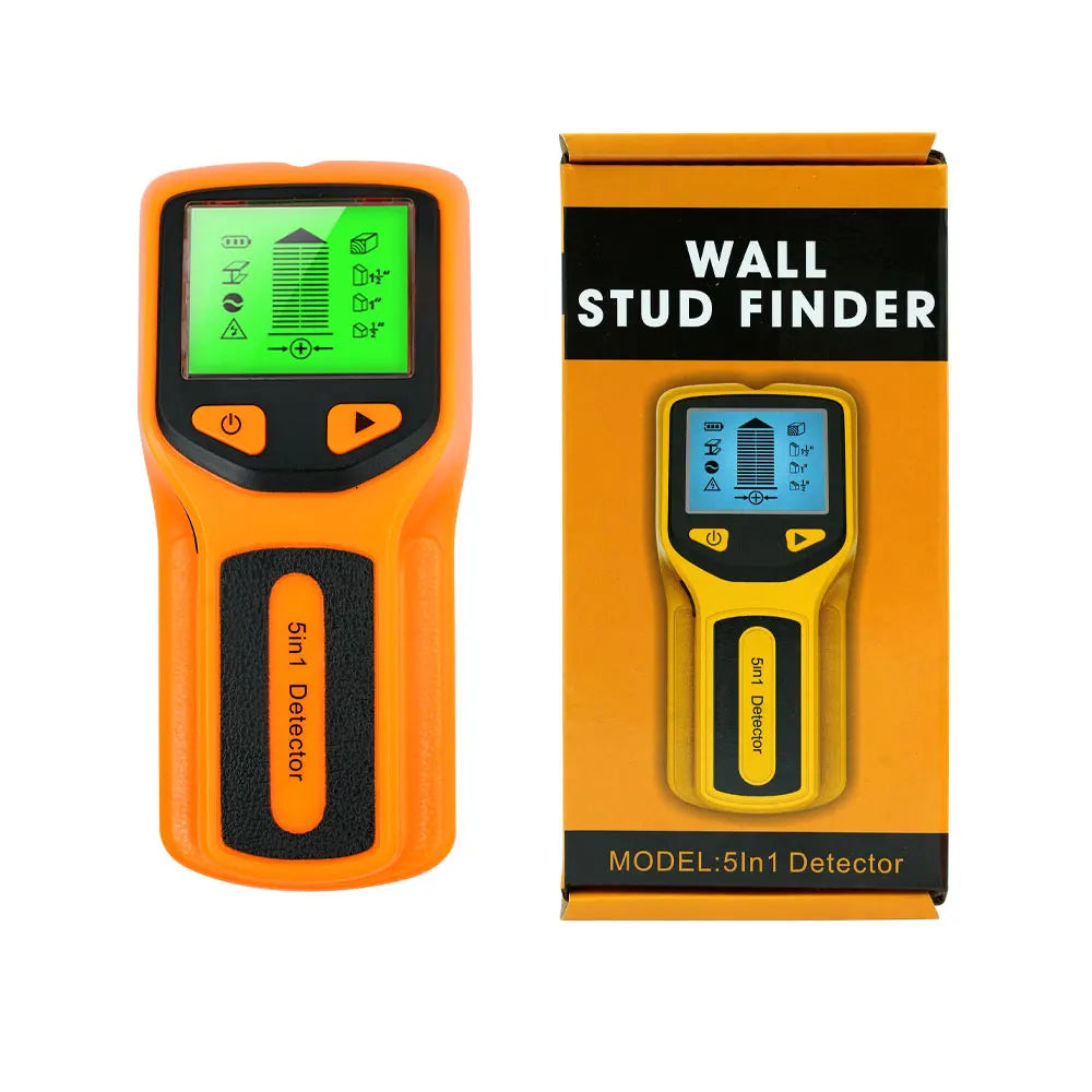 Wall Stud Detector 5 in 1 Handheld Digital Wood Scanner Metal Finder for Live AC Wires Cables PVC Water Pipe