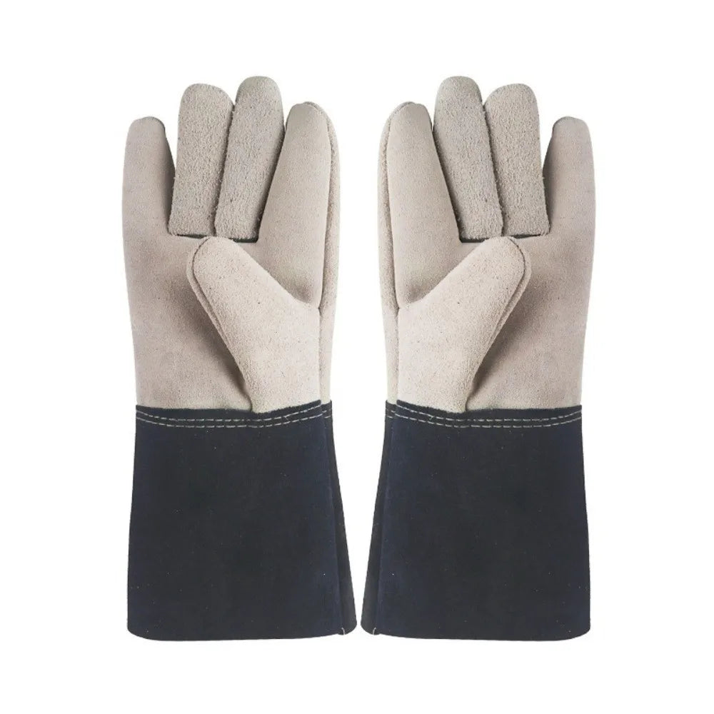 1 Pair Wear-Resistant Welding Gloves Heat Resistant Cut Resistant Protective Gloves Heavy Duty Thickened Gauntlet Gloves