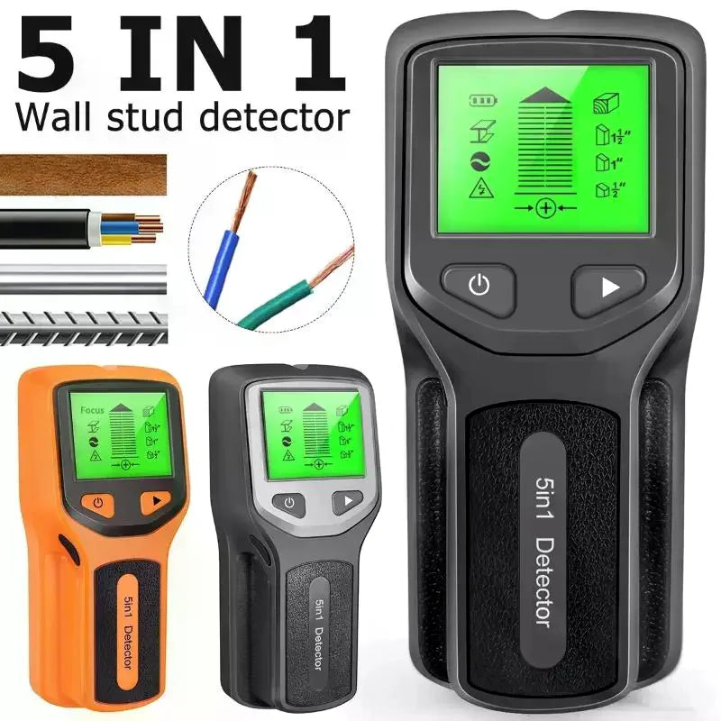 Stud Detector Handheld 5 In 1 Digital Wall Scanner Metal Finder For Live AC Wires Cables PVC Water Pipe