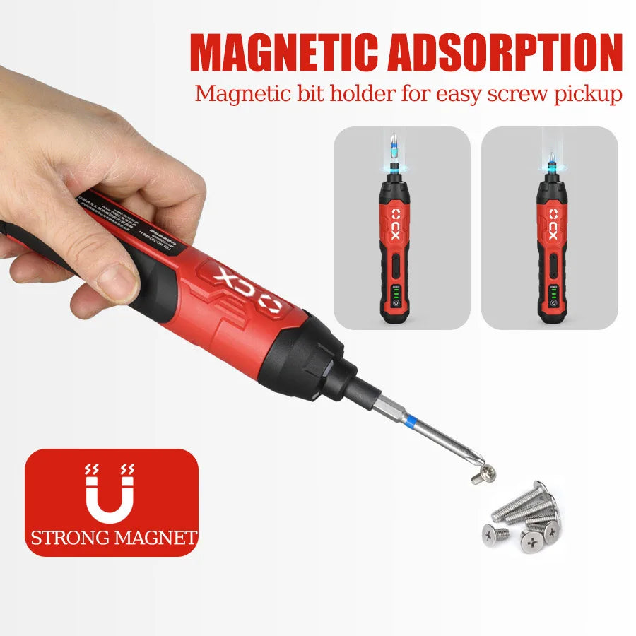 Cordless Electric Screwdriver, Rechargeable, 2000mAh Lithium Battery, Mini Drill, 4V Power Tools Set, Household Maintenance Re