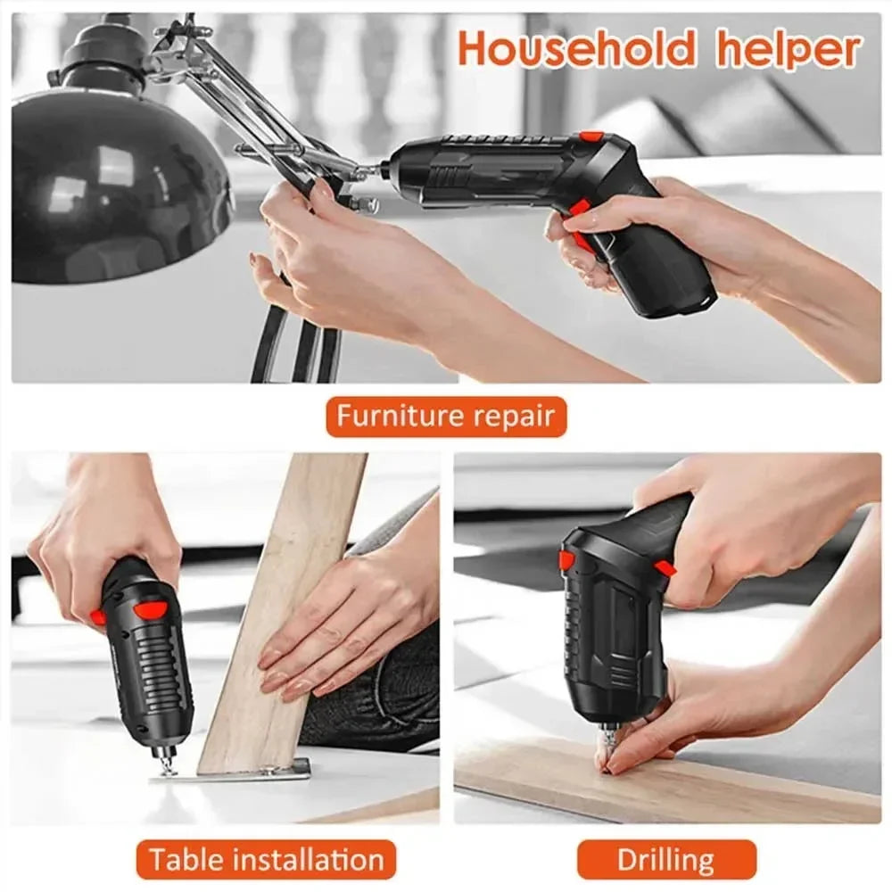 Portable Electric Screwdriver Cordless 2 in 1 Rotated 90 Degrees Rechargeable Screwdriver with LED for Home Office DIY Tools