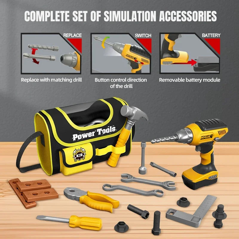 Kids Simulation Repair Tool Box Set – Educational Pretend Play Engineering Kit