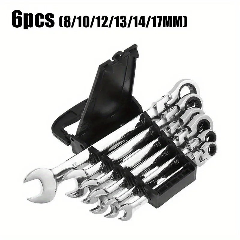 6-24mm Metric Ratchet Wrench Set, 72-Tooth Flexible Head with Storage Box - for Car Bicycle Motorcycle & Home DIY Repair