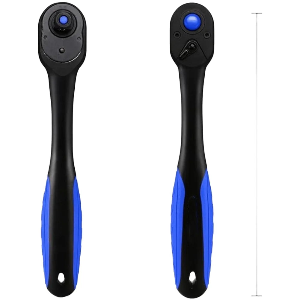 72 Tooth Mechanism Ratchet Wrench Set with Curved Handle for 1/4 3/8 1/2 Inch Sockets Efficient Swing Angle for Tight Spots