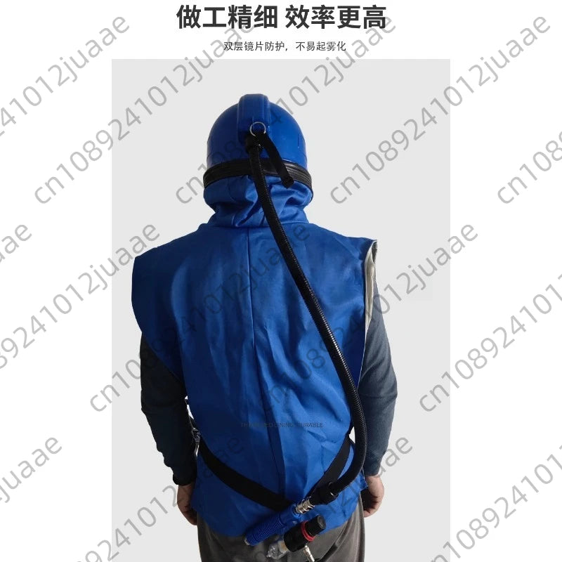 Heavy-Duty Sandblasting Hood Helmet System with Air Tube & Protective Shawl