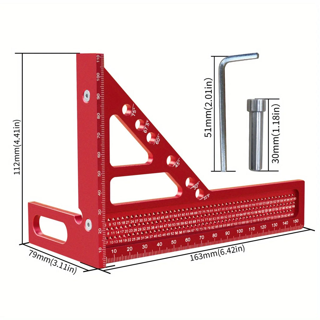 3D Aluminum Alloy Multi-Angle Woodworking Square Ruler