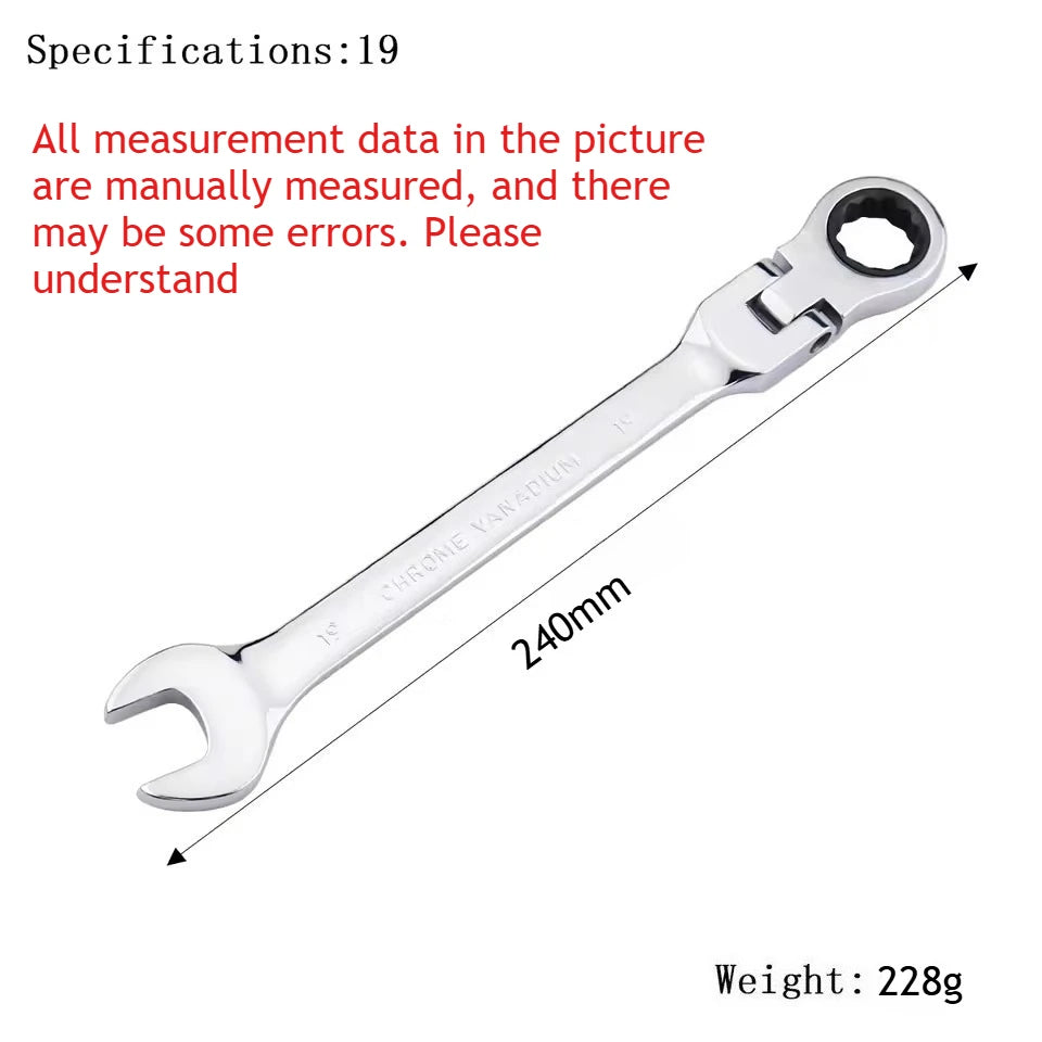 Universal 72-Tooth Ratchet Wrench, Automatic, Fast and Labor-Saving, Dual-Use, with Open End, Movable Head, Open Plummer, 1pcs