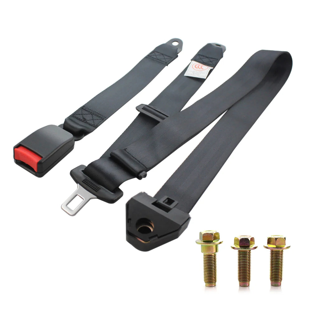 2-Pack Universal 3-Point Non-Retractable Car Safety Belts – 250cm Replacement Harness Set