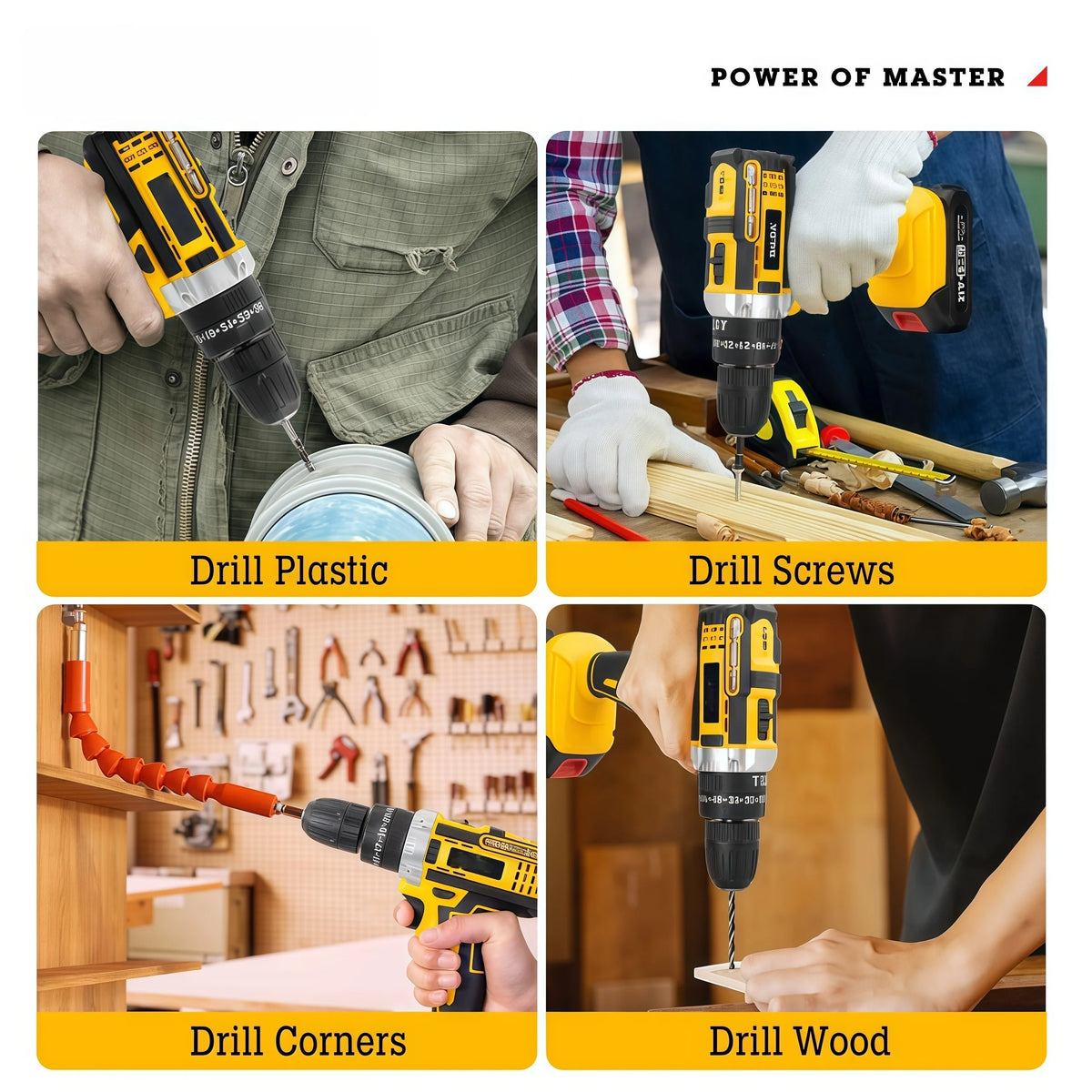 Cordless Power Drill 21V Handheld Lithium Battery Charging Electric Portable Multi-Function Impact lithium Drill