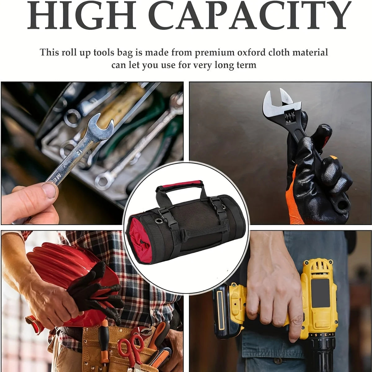 1PC Heavy Duty Rolling Tool Bag Roll up Carpenter Tool Bag Organizer for Mechanic Electrician Durable Tool Roll