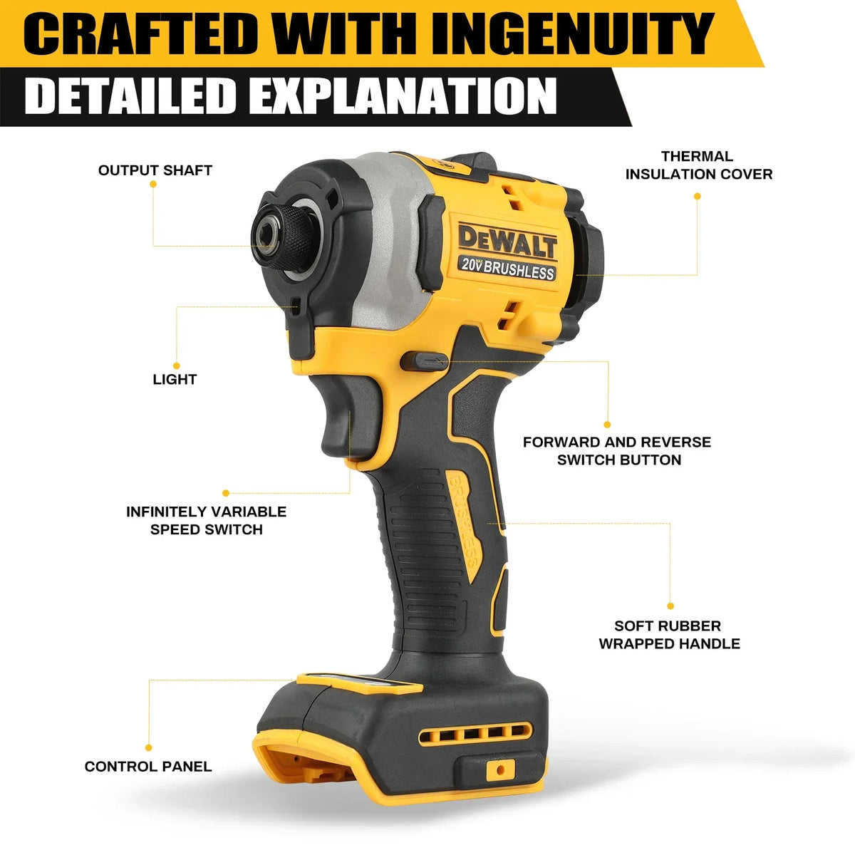 DEWALT 20V Cordless Tool Kit DCF850 Impact Driver + DCD805 Drill with 205N.m Torque for Construction & Home DIY Projects
