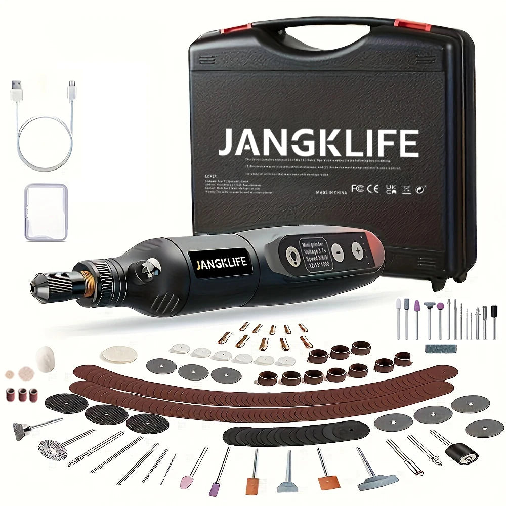 JANGKLIFE USB Cordless Rotary Tool Kit Woodworking Engraving Pen DIY For Jewelry Metal Glass Mini Wireless Drill