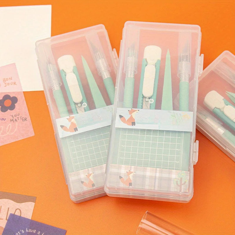 DIY Scrapbooking Tool Kit – Craft Hand Tools Set with Carving Knife, Tweezers & Mini Cutting Pad