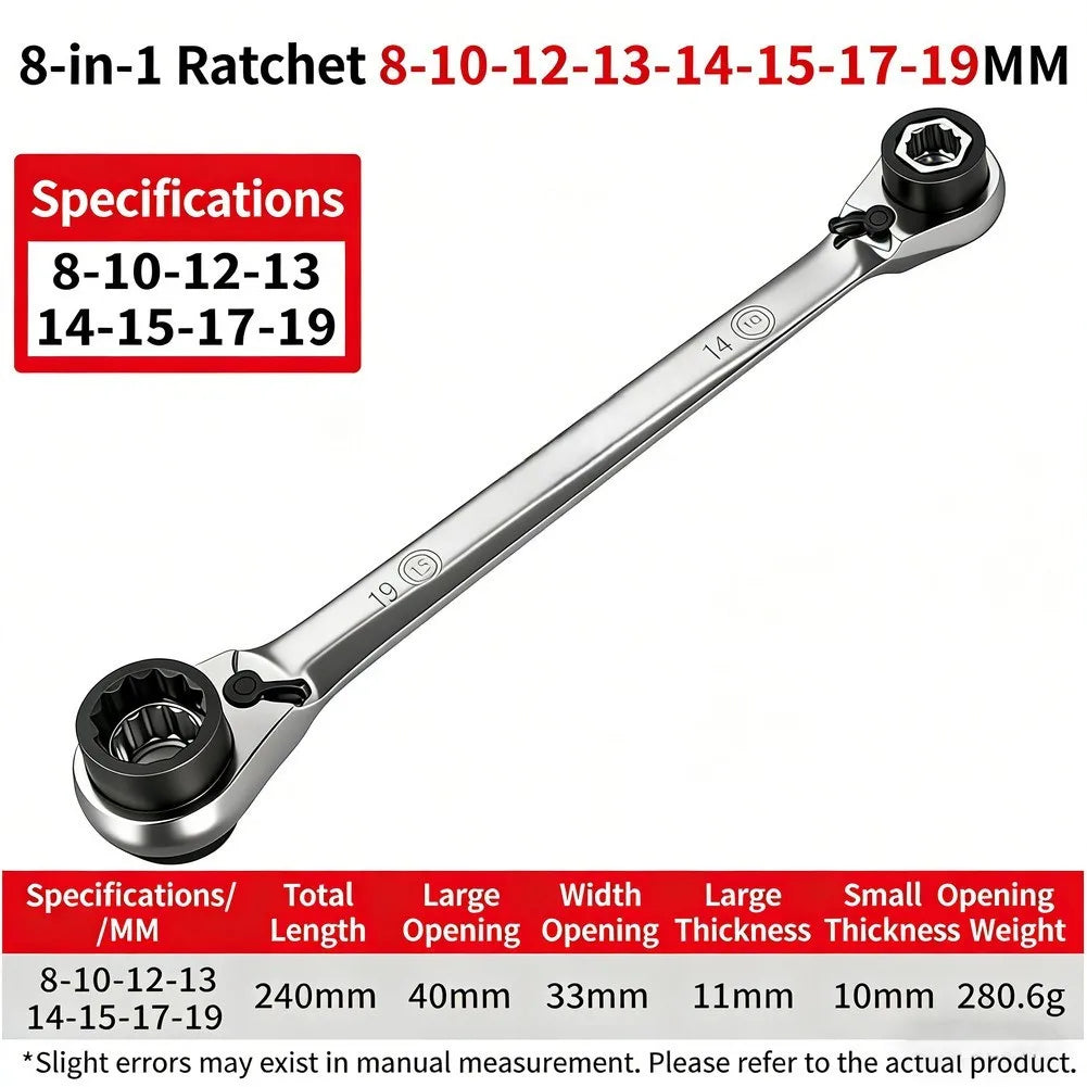 4 in 1 Ratchet Wrench Set Built from 40CR Chrome Vanadium Steel with 72 Tooth Ratchet and Retractable Blade Functionality