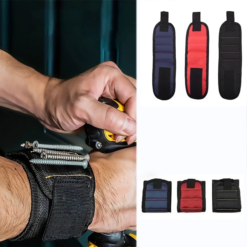 Strong Magnetic Wristband Portable Tool Bag Electrician Adjustable Wrist Belt for Holding Screws Nails Drilling Bits Bolts