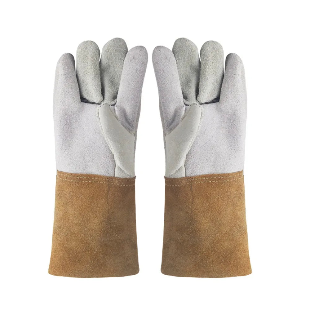 1 Pair Wear-Resistant Welding Gloves Heat Resistant Cut Resistant Protective Gloves Heavy Duty Thickened Gauntlet Gloves