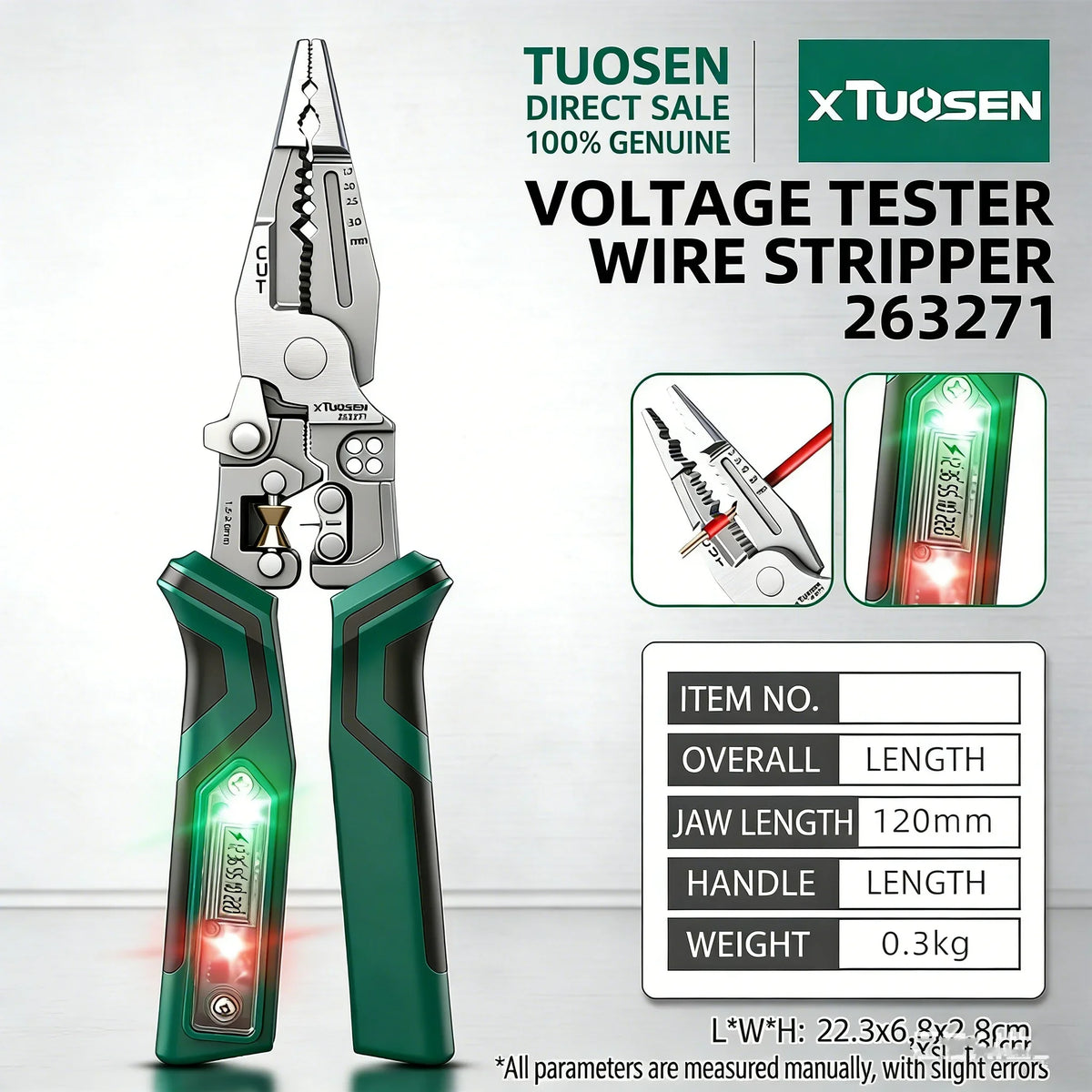 TUOSEN Electrician Multi-Tool Set with Voltage Tester Wire Stripper Pliers for Wrapping Winding Crimping - Durable Tool Kit